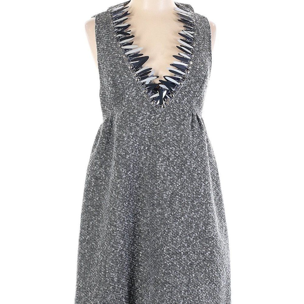 EUC - Anna Sui Grey Silver Metallic Sequined Party Dress - 13